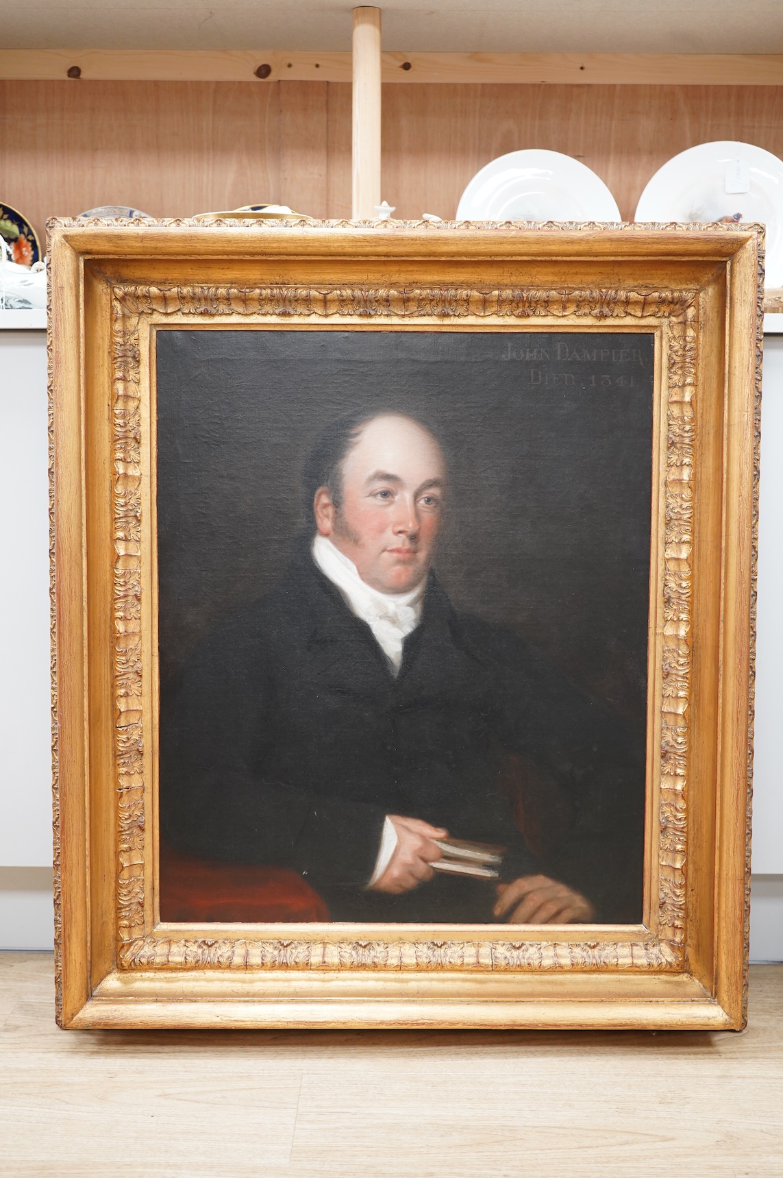 Mid 19th century, English School, Portrait of John Dampier, unsigned, inscribed 'died 1841', 74 x 61cm, oil on canvas, housed in an ornate gilt frame